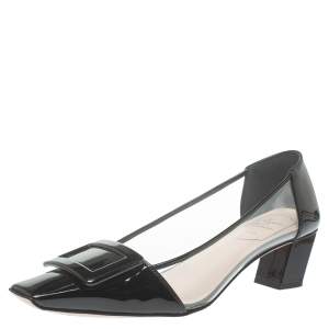 Roger VIvier Black PVC And Patent Leather  Pumps Size 37.5
