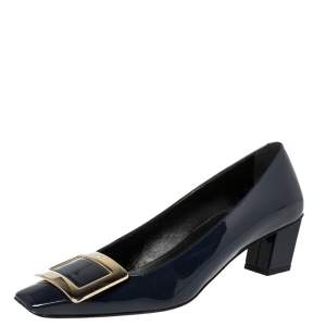 Roger Vivier Blue Patent Leather Tres Pumps Size 35