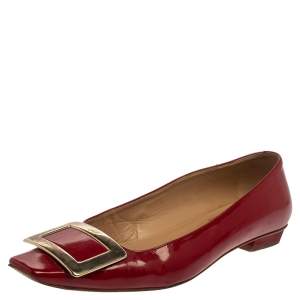 Roger Vivier Red Patent Leather Ballet Flat Size 36.5