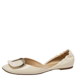 Roger Vivier Cream Patent Leather D'orsay Flats Size 39