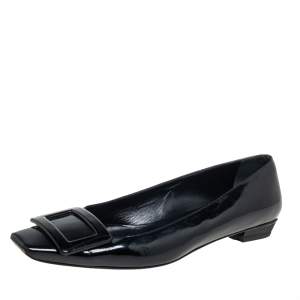 حذاء باليرينا فلات روجر فيفييه جلد لامع أسود مقاس 37.5
