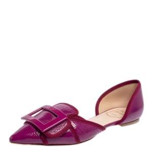 Roger Vivier Pink Patent Leather Gommettine Ballet Flats Size 38