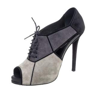 Roger Vivier Multicolor Suede Cut Out Lace Up Booties Size 39
