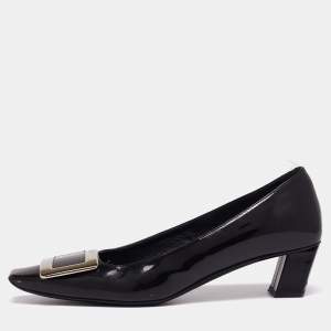 Roger Vivier Black Patent Leather Belle Pumps Size 37.5