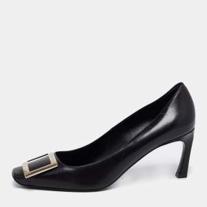 Roger Vivier Black Leather Buckle Pumps Size 38
