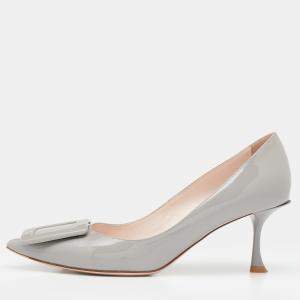 Roger Vivier Grey Patent Leather Viv’ In The City Pumps Size 38
