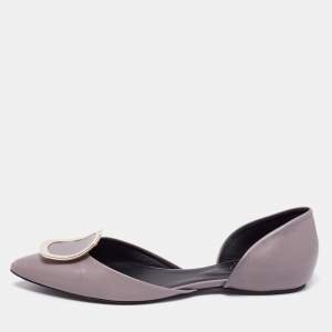 حذاء باليرينا فلات روجر فيفييه دورسي جلد رصاصي مقدمة مدببة مقاس 37.5