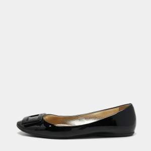 Roger Vivier Black Patent Leather Gommette Ballet Flats Size 39.5