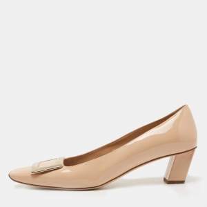 Roger Vivier Beige Patent Leather Trompette Pumps Size 41