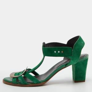 Roger Vivier Green Suede T-Strap Sandals Size 39