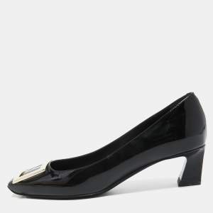 Roger Vivier Black Patent Leather Belle Pumps Size 36.5