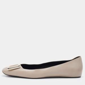 Roger Vivier Beige Leather Belle Ballet Flats Size 40