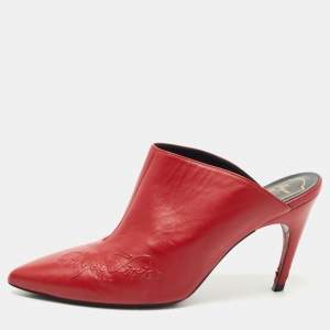 Roger Vivier Red Leather Pointed Toe Mules Size 40