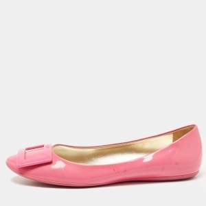 Roger Vivier Pink Patent Leather Gommette Ballet Flats Size 39.5