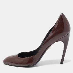 Roger Vivier Burgundy Patent Leather Round Toe Pumps Size 38.5