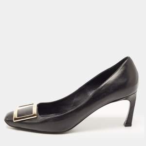 Roger Vivier Black Leather Belle Vivier Trompette Pumps Size 39