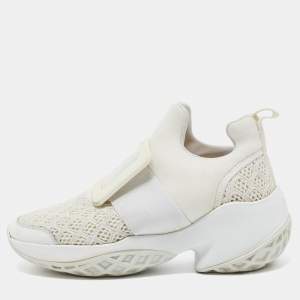 Roger Vivier White Neoprene and Lace Viv Run Sneakers Size 35.5