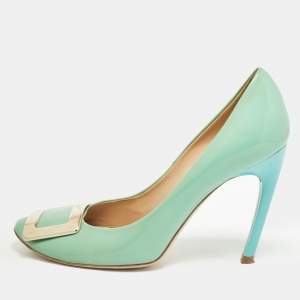 Roger Vivier Green Patent Leather Trompette Pumps Size 37.5