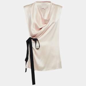 Roksanda Ilincic Pastel Pink Satin Draped Sleeveless Top M 