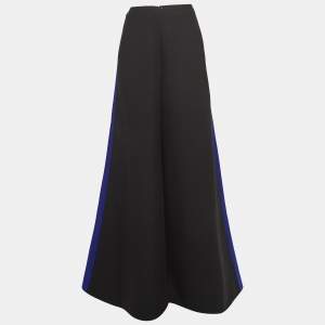 Roksanda Ilincic Black Satin Side Strip Crepe Wide-Leg Pants M
