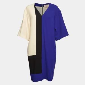 Roksanda Ilincic Blue/White Wool Color-block Short Dress L