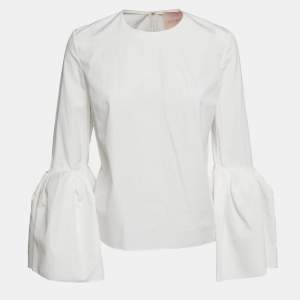 Roksanda Ilincic White Poplin Bell Sleeve Blouse M