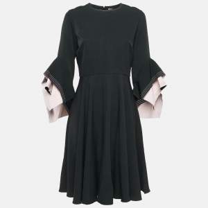 Roksanda Ilincic Black Crepe Bell Sleeve Flared Midi Dress M