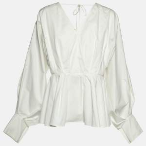Roksanda Ilincic White Cotton Pleated Blouse L