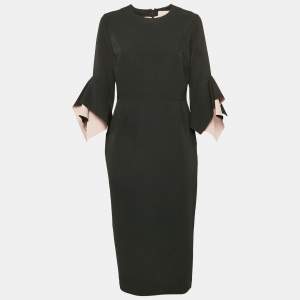 Roksanda Ilincic Black Crepe Bell Sleeve Midi Dress L