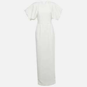 Roksanda Ilincic White Crepe Puffed Sleeve Belted Maxi Dress M