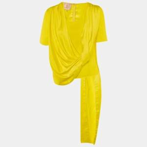 Pre Owned Roksanda Ilincic Yellow Satin Drape Top M
