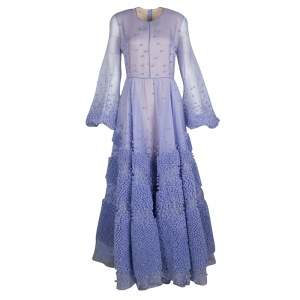 Roksanda Ilincic Limited Edition Lilac Silk Organza Bobble Embellished Viola Gown M