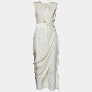 Roksanda Ilincic Ivory Crepe Cut-Out Thurloe Draped Jumpsuit M