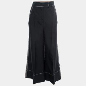 Roksanda Black Wool Side Stripe Wide-Leg Pants M
