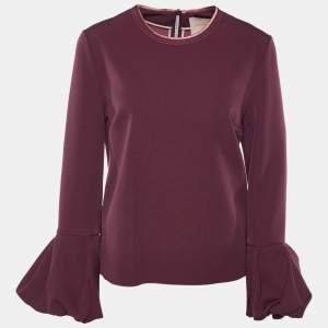 Roksanda Burgundy Cady Puff Cuff Sleeve Arlo Top M