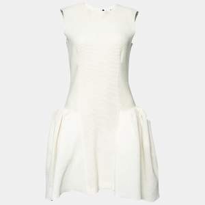 Roksanda Ilincic Off White Stretch Knit Draped Waist Sleeveless Midi Dress M