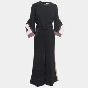 Roksanda Ilincic Black Silk Contrast Trimmed Pant Top Set M