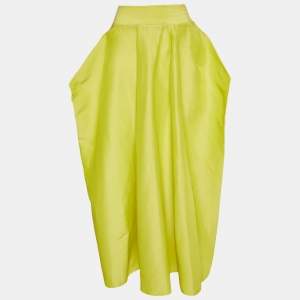 Roksanda Ilincic Yellow Cotton & Silk Draped Maxi Skirt M