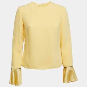 Roksanda Yellow Silk Full Sleeve Ruffle Detailed Blouse M