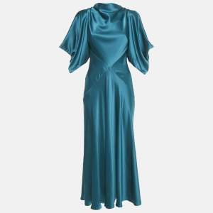 Pre Owned Roksanda Blue Satin Blue Flared Long Dress M