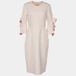 Roksanda Light Pink Bow Sleeve Detail Midi Dress M