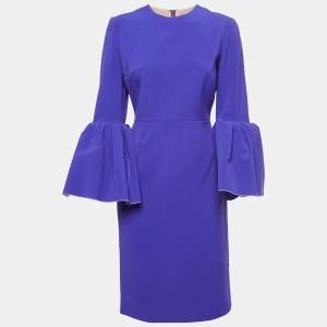 Roksanda Blue Crepe Bell-Sleeve Margot Midi Dress M