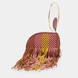 Roksanda Burgundy/Multicolor Leather Eartha Fringe Pouch