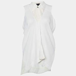 Roland Mouret White Crepe Sleeveless V Neck Top S