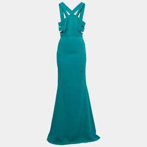Roland Mouret Persian Green Stretch Crepe Cut-Out Luzon Gown M