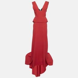 Roland Mouret Red Stretch Viscose Flared Lubelia Gown M