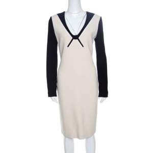 Pre Owned Roland Mouret Colorblock Knit Long Sleeve Kutim Dress L