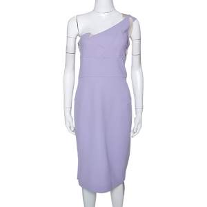 Roland Mouret Lavender Wool Crepe One Shoulder Aglais Dress L