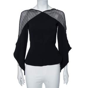 Roland Mouret Black Stretch Crepe Harthill Top S