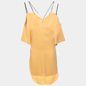 Roland Mouret Yellow Crepe Off-Shoulder Belted Conway Dress M